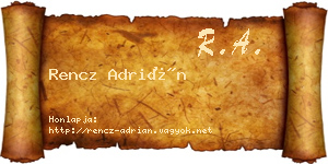 Rencz Adrián névjegykártya